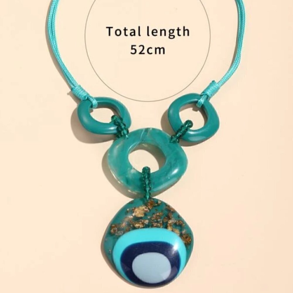 Turquoise Geometric pendant statement necklace - Picture 3 of 8